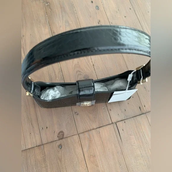 Anine Bing Lou Black faux croc embossed bag NWT - Picture 7 of 8